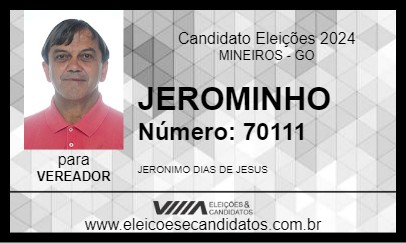 Candidato JEROMINHO 2024 - MINEIROS - Eleições