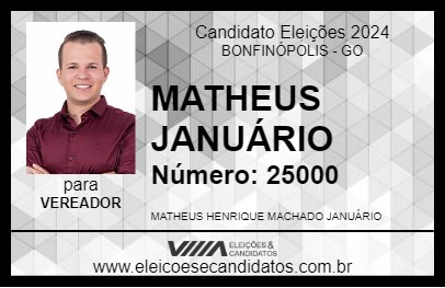 Candidato MATHEUS JANUÁRIO 2024 - BONFINÓPOLIS - Eleições