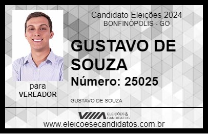 Candidato GUSTAVO DE SOUZA 2024 - BONFINÓPOLIS - Eleições