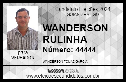 Candidato WANDERSON RULINHA 2024 - GOIANDIRA - Eleições