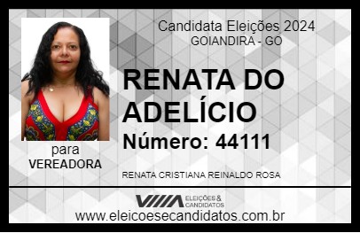 Candidato RENATA DO ADELÍCIO 2024 - GOIANDIRA - Eleições