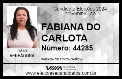 Candidato FABIANA DO CARLOTA 2024 - GOIANDIRA - Eleições