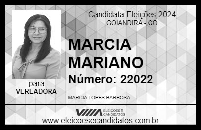 Candidato MARCIA MARIANO 2024 - GOIANDIRA - Eleições