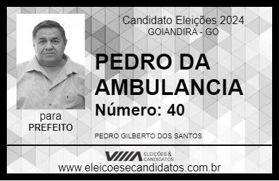 Candidato PEDRO DA AMBULANCIA 2024 - GOIANDIRA - Eleições