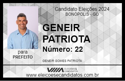 Candidato GENEIR PATRIOTA 2024 - BONÓPOLIS - Eleições