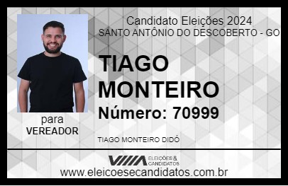 Candidato TIAGO MONTEIRO 2024 - SANTO ANTÔNIO DO DESCOBERTO - Eleições