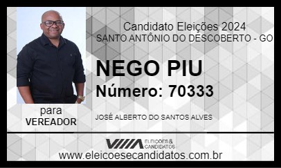 Candidato NEGO PIU 2024 - SANTO ANTÔNIO DO DESCOBERTO - Eleições