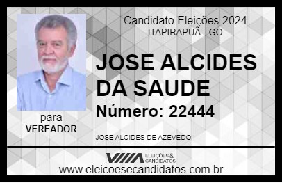 Candidato JOSE ALCIDES DA SAUDE 2024 - ITAPIRAPUÃ - Eleições