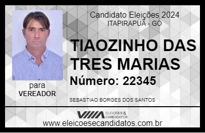 Candidato TIAOZINHO DAS TRES MARIAS 2024 - ITAPIRAPUÃ - Eleições