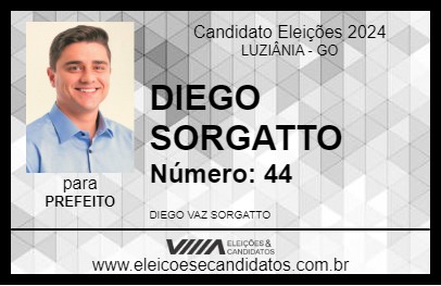 Candidato DIEGO SORGATTO 2024 - LUZIÂNIA - Eleições