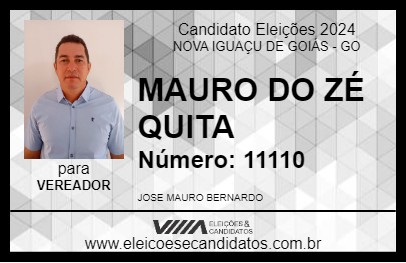 Candidato MAURO DO ZÉ QUITA 2024 - NOVA IGUAÇU DE GOIÁS - Eleições