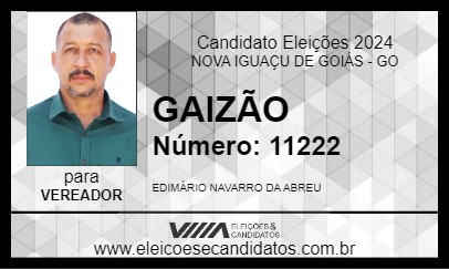 Candidato GAIZÃO 2024 - NOVA IGUAÇU DE GOIÁS - Eleições