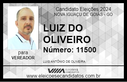 Candidato LUIZ DO OLIVEIRO 2024 - NOVA IGUAÇU DE GOIÁS - Eleições