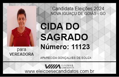 Candidato CIDA DO SAGRADO 2024 - NOVA IGUAÇU DE GOIÁS - Eleições