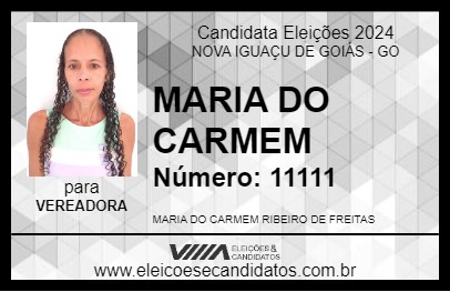 Candidato MARIA DO CARMEM 2024 - NOVA IGUAÇU DE GOIÁS - Eleições