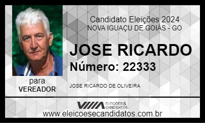 Candidato JOSE RICARDO 2024 - NOVA IGUAÇU DE GOIÁS - Eleições