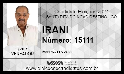 Candidato IRANI 2024 - SANTA RITA DO NOVO DESTINO - Eleições