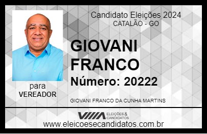 Candidato GIOVANI FRANCO 2024 - CATALÃO - Eleições