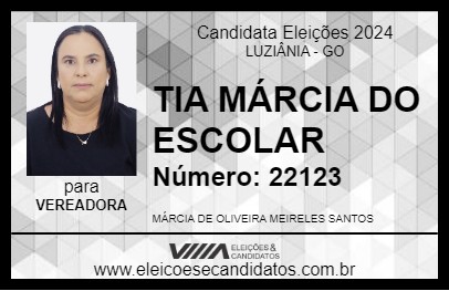 Candidato TIA MÁRCIA DO ESCOLAR 2024 - LUZIÂNIA - Eleições