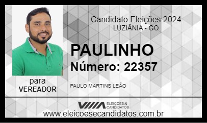 Candidato PAULINHO 2024 - LUZIÂNIA - Eleições