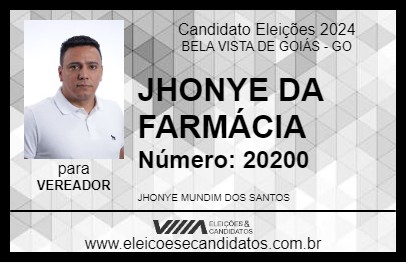 Candidato JHONYE DA FARMÁCIA 2024 - BELA VISTA DE GOIÁS - Eleições