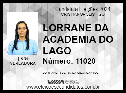 Candidato LORRANE DA ACADEMIA DO LAGO 2024 - CRISTIANÓPOLIS - Eleições