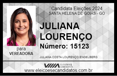 Candidato JULIANA LOURENÇO 2024 - SANTA HELENA DE GOIÁS - Eleições