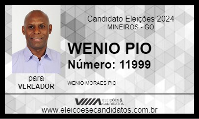 Candidato WENIO PIO 2024 - MINEIROS - Eleições