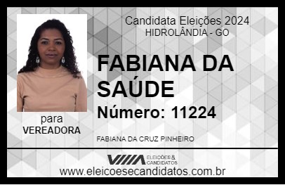 Candidato FABIANA DA SAÚDE 2024 - HIDROLÂNDIA - Eleições