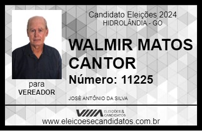 Candidato WALMIR MATOS CANTOR 2024 - HIDROLÂNDIA - Eleições