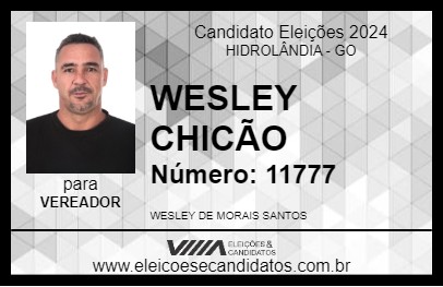 Candidato WESLEY CHICÃO 2024 - HIDROLÂNDIA - Eleições