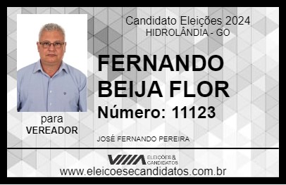 Candidato FERNANDO BEIJA FLOR 2024 - HIDROLÂNDIA - Eleições