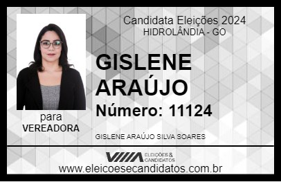 Candidato GISLENE ARAÚJO 2024 - HIDROLÂNDIA - Eleições