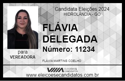 Candidato FLÁVIA DELEGADA 2024 - HIDROLÂNDIA - Eleições