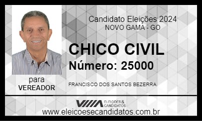 Candidato CHICO CIVIL 2024 - NOVO GAMA - Eleições