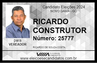 Candidato RICARDO CONSTRUTOR 2024 - NOVO GAMA - Eleições