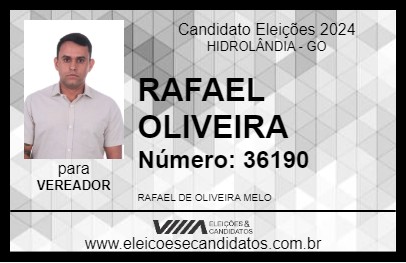 Candidato RAFAEL OLIVEIRA 2024 - HIDROLÂNDIA - Eleições