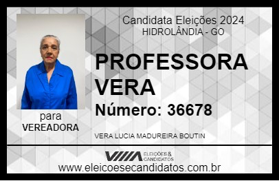 Candidato PROFESSORA VERA 2024 - HIDROLÂNDIA - Eleições