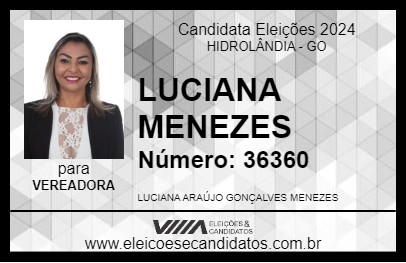 Candidato LUCIANA MENEZES 2024 - HIDROLÂNDIA - Eleições