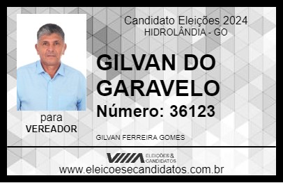 Candidato GILVAN DO GARAVELO 2024 - HIDROLÂNDIA - Eleições