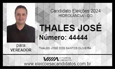 Candidato THALES JOSÉ 2024 - HIDROLÂNDIA - Eleições