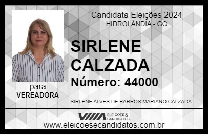 Candidato SIRLENE CALZADA 2024 - HIDROLÂNDIA - Eleições