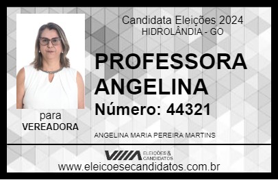 Candidato PROFESSORA ANGELINA 2024 - HIDROLÂNDIA - Eleições