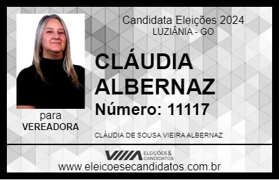 Candidato CLÁUDIA ALBERNAZ 2024 - LUZIÂNIA - Eleições