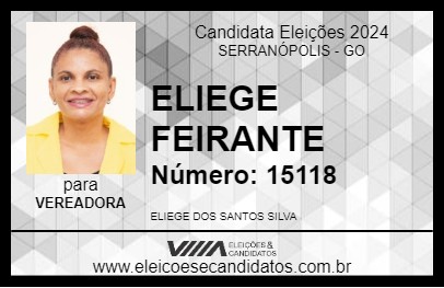 Candidato ELIEGE FEIRANTE 2024 - SERRANÓPOLIS - Eleições