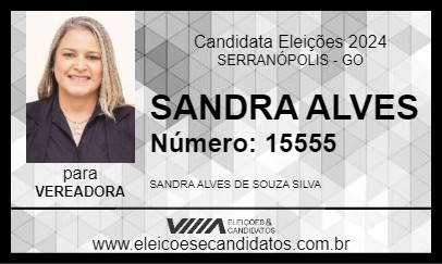 Candidato SANDRA  ALVES 2024 - SERRANÓPOLIS - Eleições