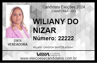 Candidato WILIANY DO NIZAR 2024 - CAIAPÔNIA - Eleições