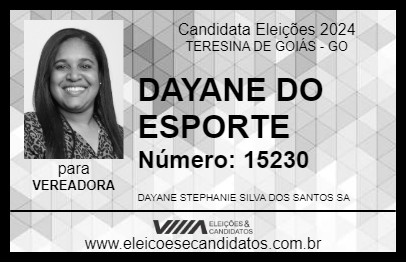 Candidato DAYANE DO ESPORTE 2024 - TERESINA DE GOIÁS - Eleições