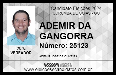 Candidato ADEMIR DA GANGORRA 2024 - CORUMBÁ DE GOIÁS - Eleições