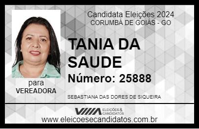 Candidato TANIA DA SAUDE 2024 - CORUMBÁ DE GOIÁS - Eleições